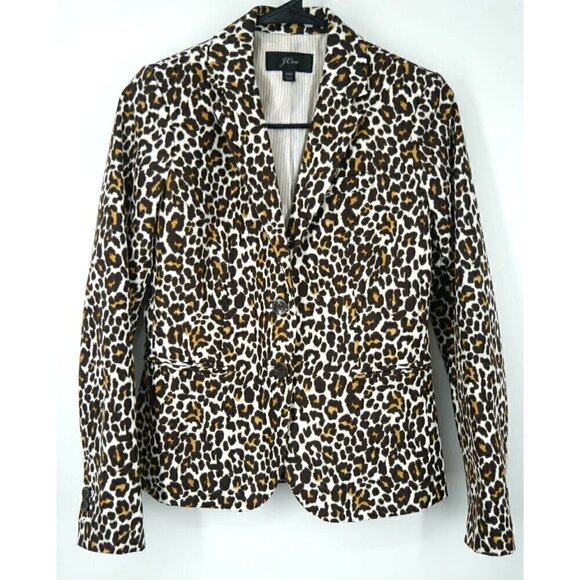 NWOT J.Crew Leopard Print Blazer Brown Tan XXS - Picture 1 of 6